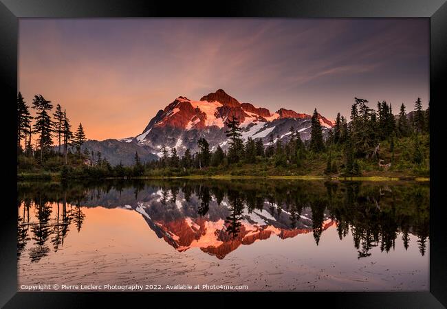 Dreamy landscape and reflection of Mount Shuksan Framed Print by Pierre Leclerc Photography