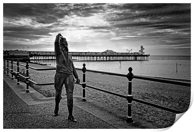 Amy Johnson Statue and Pier at Herne Bay Print by Darren Galpin