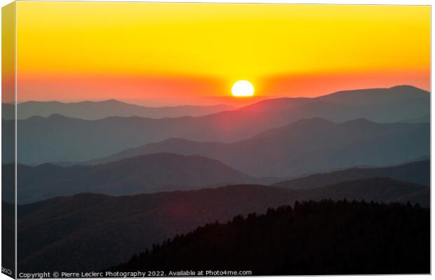 Sunset in the Great Smoky Mountains  Canvas Print by Pierre Leclerc Photography