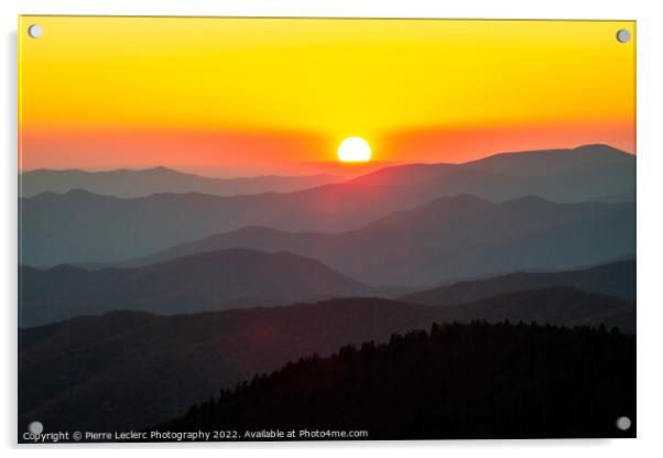 Sunset in the Great Smoky Mountains  Acrylic by Pierre Leclerc Photography