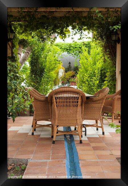 Outdoor Cane Seating Framed Print by Christine Kerioak