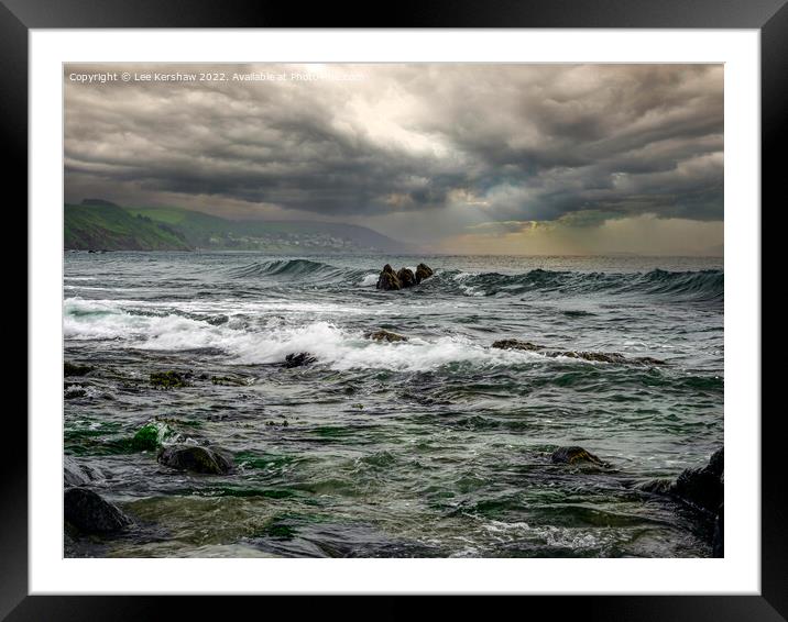 "Ethereal Symphony: Waves Dance on Plaidy Beach" Framed Mounted Print by Lee Kershaw
