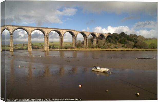 St Germans viaduct Canvas Print by Simon Armstrong