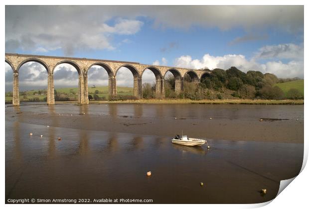 St Germans viaduct Print by Simon Armstrong