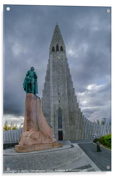 Hallgrímskirkja Lutheran church Acrylic by Hörður Vilhjálmsson