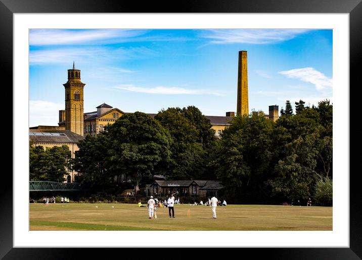 Cricket at Salts Mill Saltaire Shipley Bradford Framed Mounted Print by Glen Allen