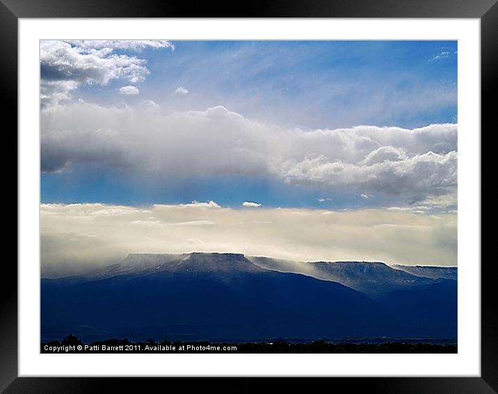 Storm mountain blue and white Framed Mounted Print by Patti Barrett