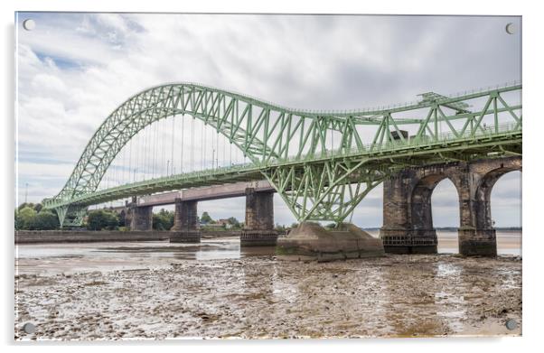 Silver Jubilee Bridge and Runcorn Railway Bridge Acrylic by Jason Wells