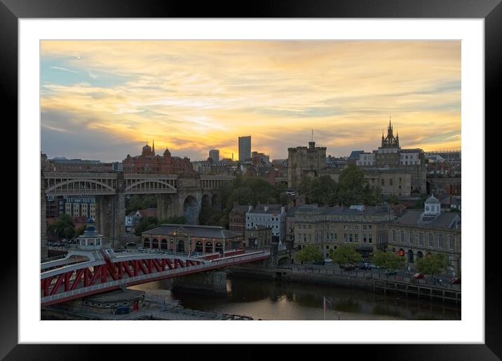 Newcastle City Sunset Framed Mounted Print by Rob Cole