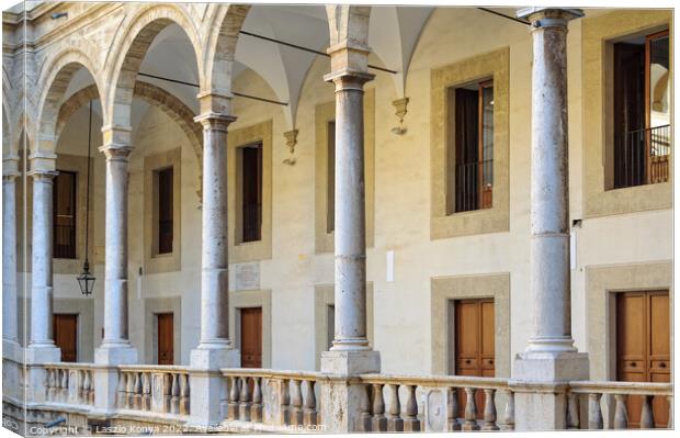 Loggia of Maqueda Courtyard - Palermo Canvas Print by Laszlo Konya