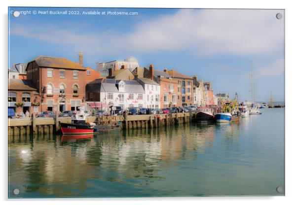 Dreamy Weymouth Harbour Dorset Acrylic by Pearl Bucknall