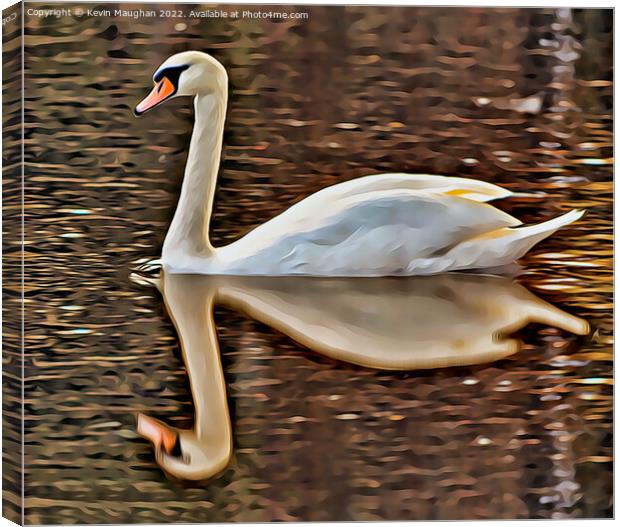 Swan Reflection (Digital Art) Canvas Print by Kevin Maughan