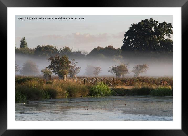 Late summer morning mist Framed Mounted Print by Kevin White