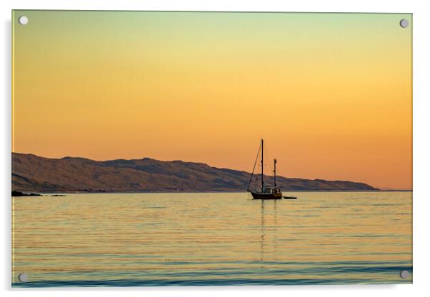 Sailboat at Sunset Acrylic by Derek Beattie