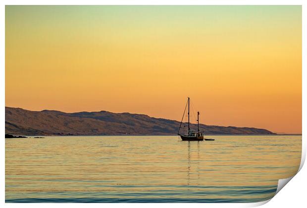 Sailboat at Sunset Print by Derek Beattie