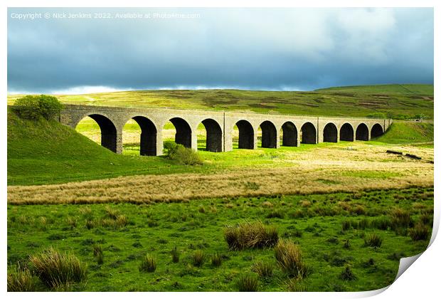 Dandry Mire Viaduct at the top of Garsdale Print by Nick Jenkins
