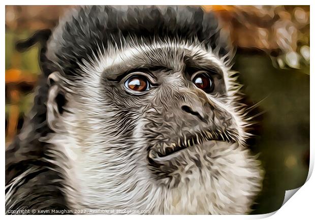 Majestic Colobus Monkey in a Digital Art Masterpie Print by Kevin Maughan