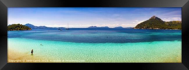 Panoramic view of Formentor Beach, Pollensa Orton glow Edition  Framed Print by Jordi Carrio