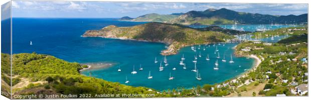 English Harbour from Shirley Heights, Antigua Canvas Print by Justin Foulkes