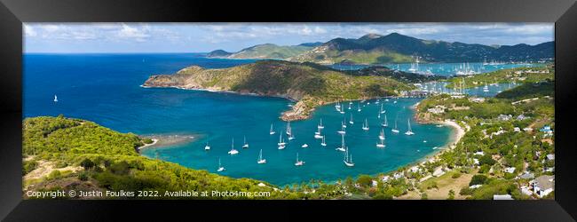 English Harbour from Shirley Heights, Antigua Framed Print by Justin Foulkes