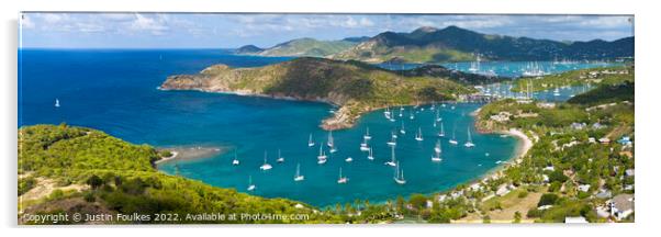 English Harbour from Shirley Heights, Antigua Acrylic by Justin Foulkes