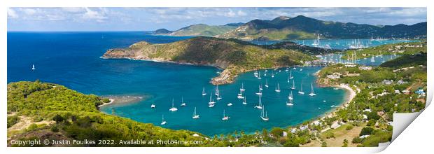 English Harbour from Shirley Heights, Antigua Print by Justin Foulkes