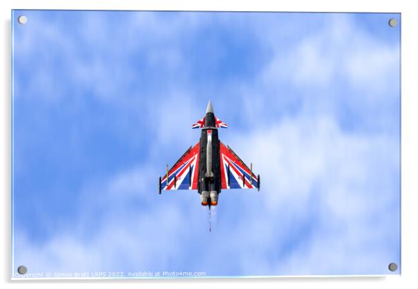 RAF Typhoon Eurofighter union jack flying Acrylic by Simon Bratt LRPS