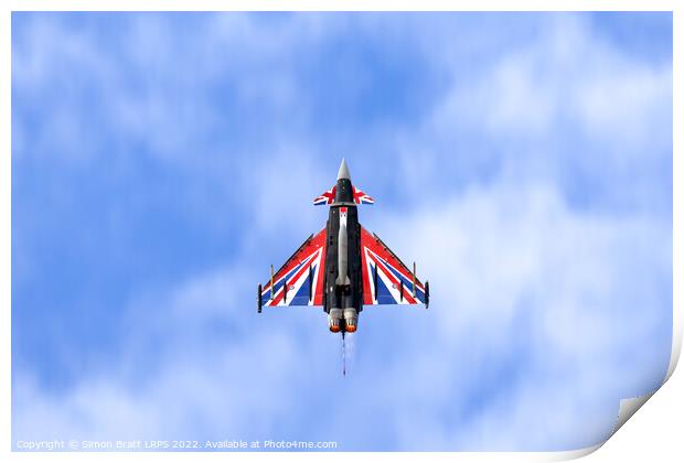 RAF Typhoon Eurofighter union jack flying Print by Simon Bratt LRPS