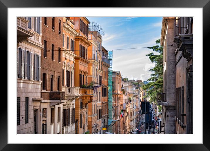 Buildings at Via delle Quattro Fontane Street in Rome Framed Mounted Print by Artur Bogacki