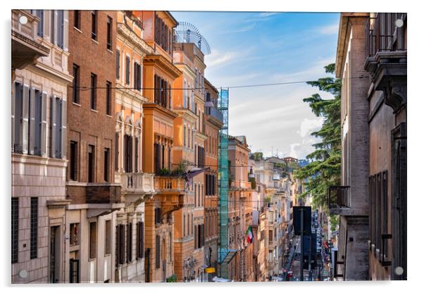 Buildings at Via delle Quattro Fontane Street in Rome Acrylic by Artur Bogacki