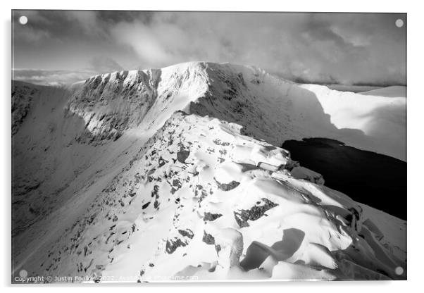 Striding Edge, Helvellyn in black and white Acrylic by Justin Foulkes