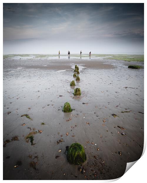 Footsteps, Worthing Beach Print by Mark Jones