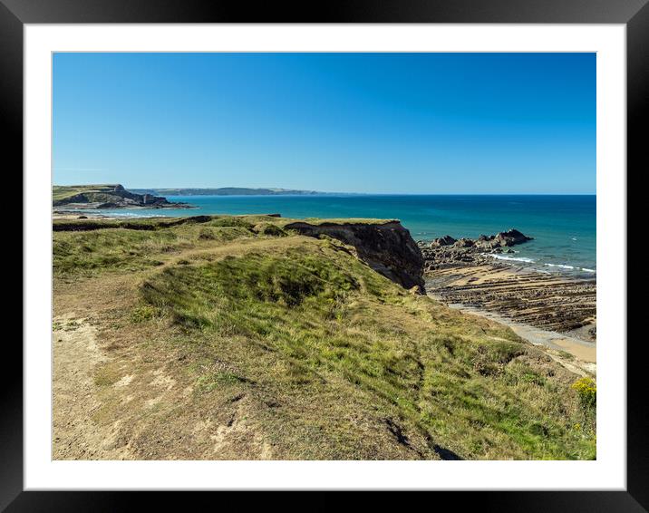 Scenic views across Bude from Maer Cliffs Framed Mounted Print by Tony Twyman