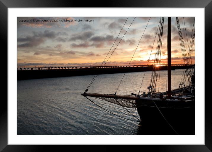Sailing Ship Silhouette Framed Mounted Print by Jim Jones