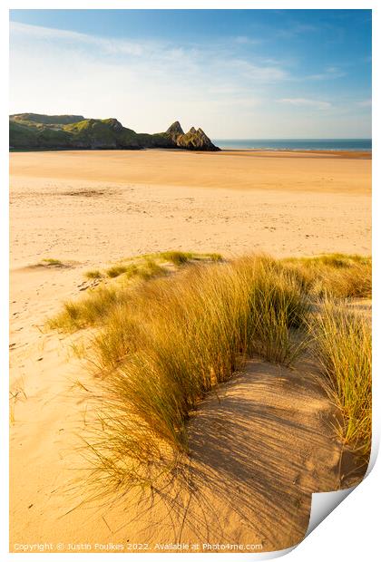 Three Cliffs Bay, Gower Peninsula, Wales Print by Justin Foulkes