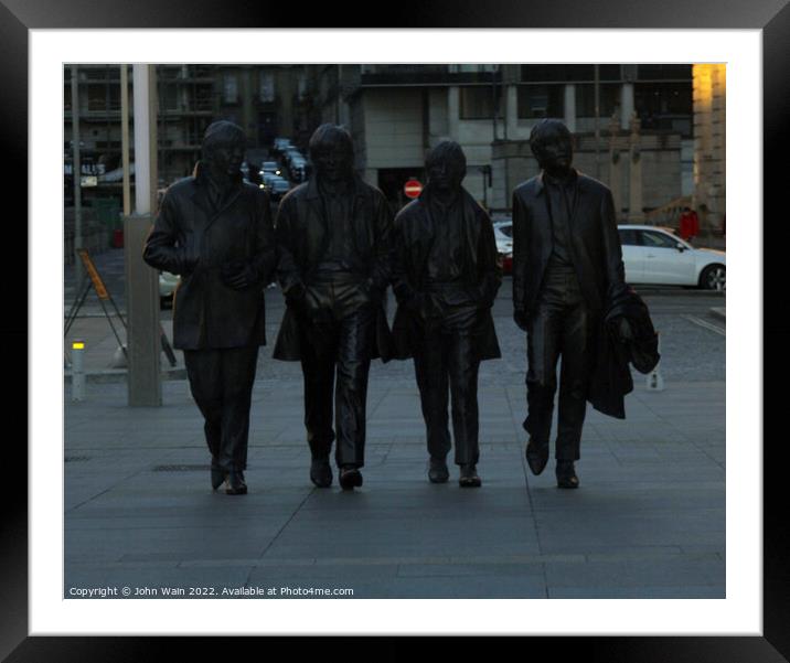 Pier head Beatles Statues Liverpool Framed Mounted Print by John Wain