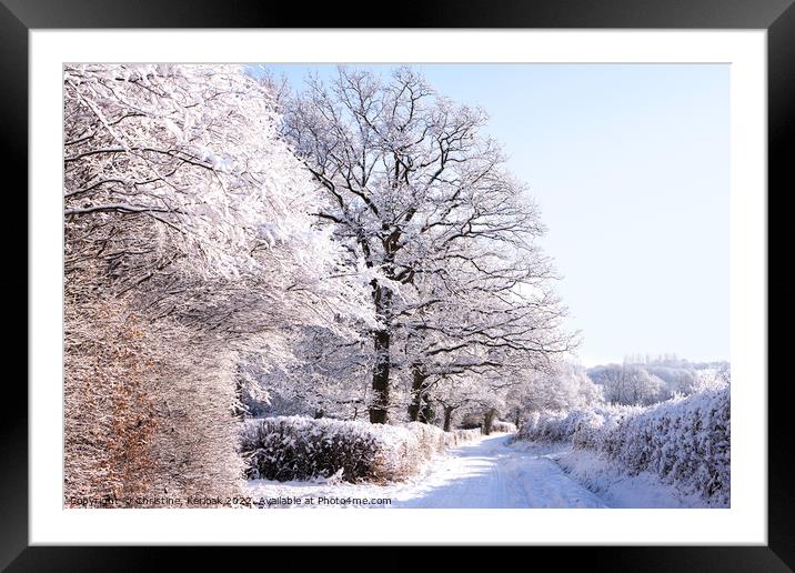 Country Lane Under Snow Framed Mounted Print by Christine Kerioak