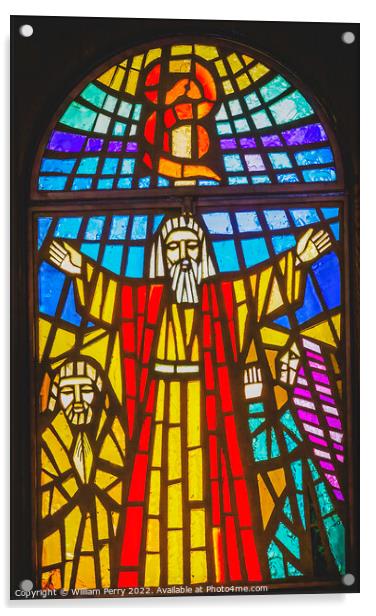 Moses Stained Glass Memorial Church Mount Nebo Jordan Acrylic by William Perry