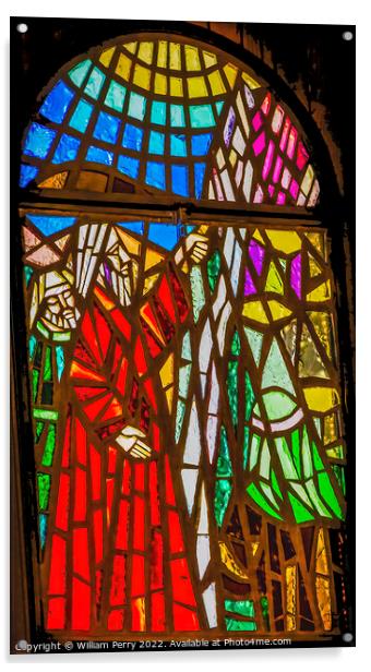 Moses Leading Stained Glass Memorial Church Mount Nebo Jordan Acrylic by William Perry