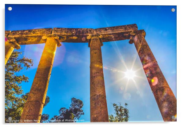 Ionic Columns Sun Ancient Roman City Jerash Jordan Acrylic by William Perry
