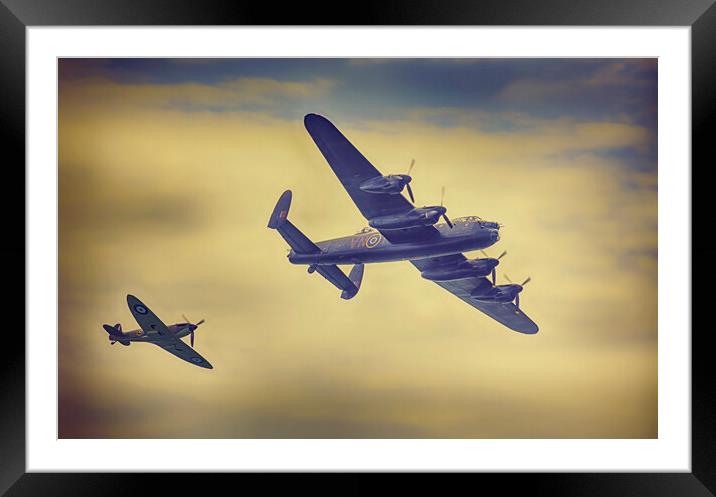 Lancaster Bomber and Spitfire  Framed Mounted Print by Alistair Duncombe