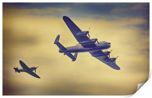 Lancaster Bomber and Spitfire  Print by Alistair Duncombe