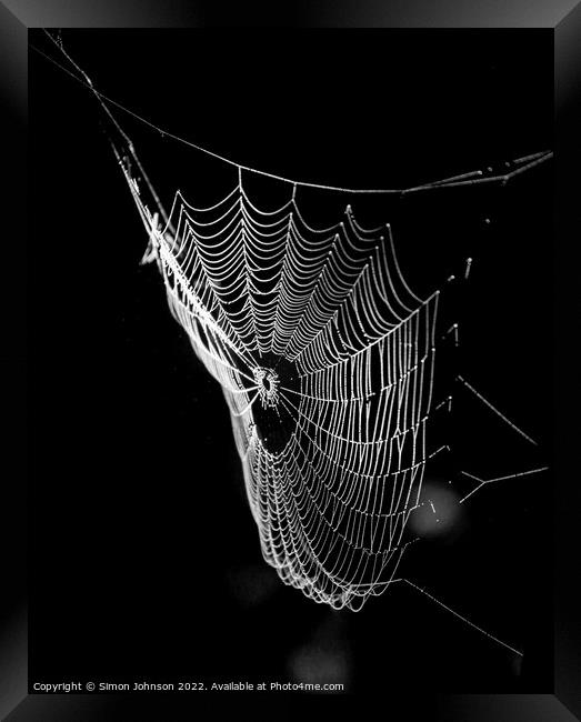 sunlit spiders web Framed Print by Simon Johnson