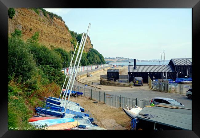 Small Hope beach from the sailing club, Shanklin, IOW. Framed Print by john hill