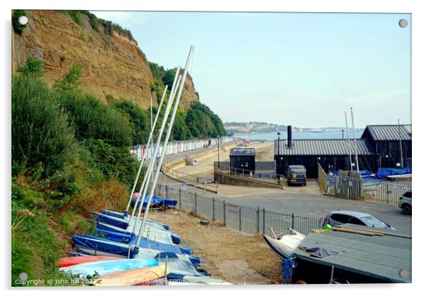 Small Hope beach from the sailing club, Shanklin, IOW. Acrylic by john hill