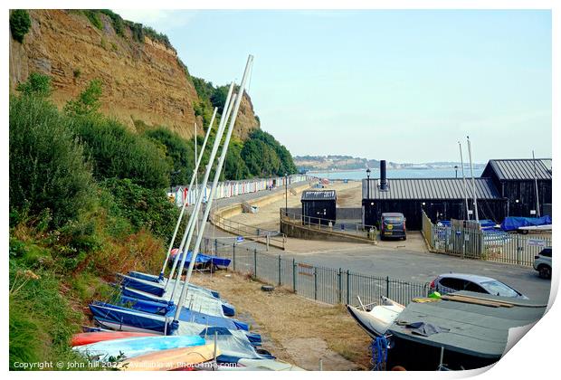 Small Hope beach from the sailing club, Shanklin, IOW. Print by john hill