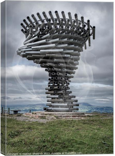 Singing Ringing Tree, Burnley with Pendle Hill Canvas Print by Heather Sheldrick