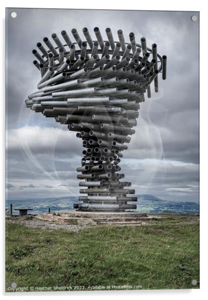 Singing Ringing Tree, Burnley with Pendle Hill Acrylic by Heather Sheldrick