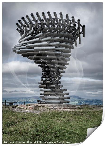 Singing Ringing Tree, Burnley with Pendle Hill Print by Heather Sheldrick