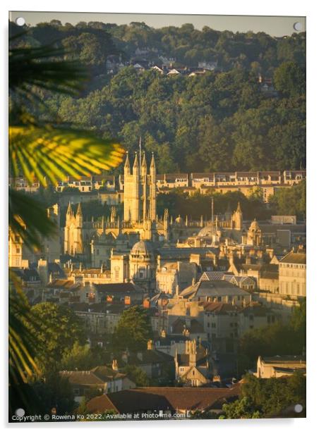 Bath city centre glows in a golden morning sunrise Acrylic by Rowena Ko